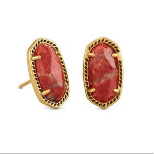 Kendra Scott Ellie Stud Earrings Vintage Gold Red